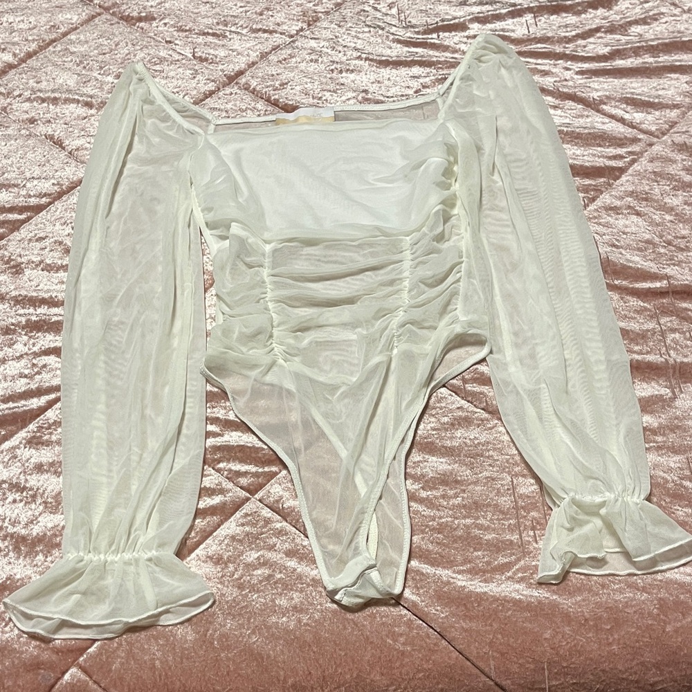 Elegant Sheer White Bodysuit